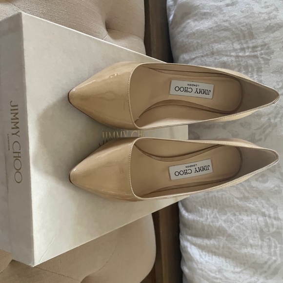 Jimmy Choo Romy 100 in Nude Patent Leather - Picture 2 of 6